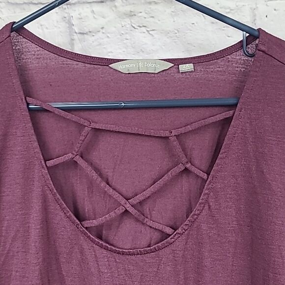 Harmony and Balance 2X Plum Lattice Long Sleeve Top Activewear Tee Workout Shirt - Picture 2 of 5